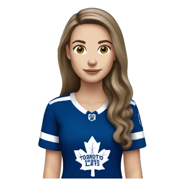 White girl long brown hair Toronto maple leafs jersey sticker