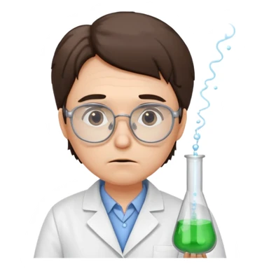 Frowns with Glasses,  Disappointed Scientist: Lab coat, thin glasses, holding test tube, upset expression
 sticker