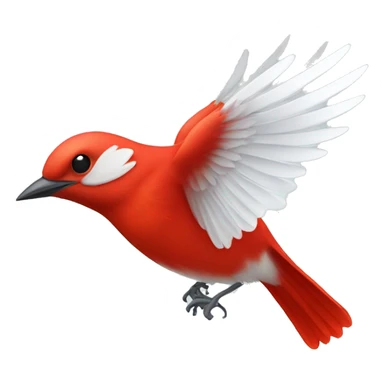 red male flycatcher bird flying with white accent feathers flying upwards sticker