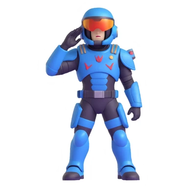 stylized Helldiver character giving a sharp military salute, detailed sci-fi armor, visor down, bold stance sticker