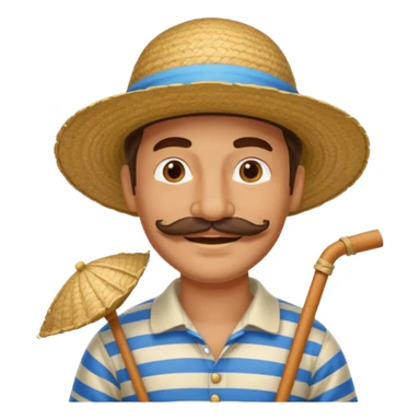 venetian gondolier with mustache, no rows, romantic guy sticker