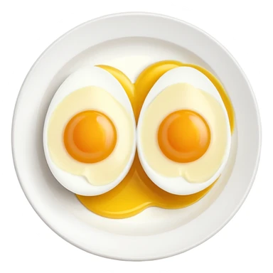 Two boil eggs in a restaurant plate cut in half sticker