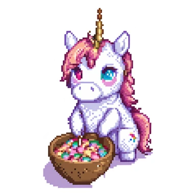 unicorn drinking Cocoa Puff cereal sticker