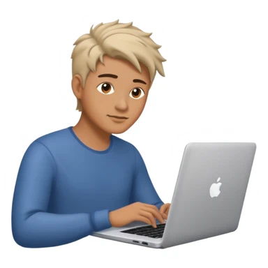 man with laptop, different hair style. sticker