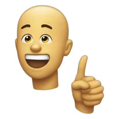 Emoji pointing to his jaw sticker