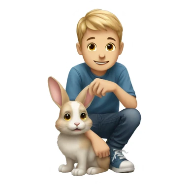 a boy and a rabbit sticker