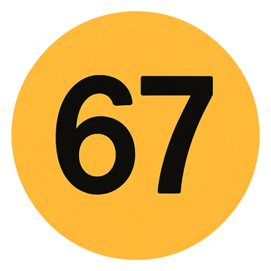 circle emoji that says "67" sticker