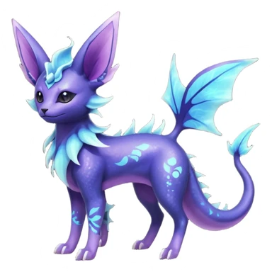 Rare realistic purple indigo violet nebulae shiny sparkly dark-neon glowing bioluminescent edgy badass epic pretty beautiful handsome gorgeous aesthetic colorful vibrant Vernid-Trico-Vaporeon-Espeon-species-Fakemon-creature by LiLaiRa, 4 legs, 1 tail, random markings, (full body) sticker