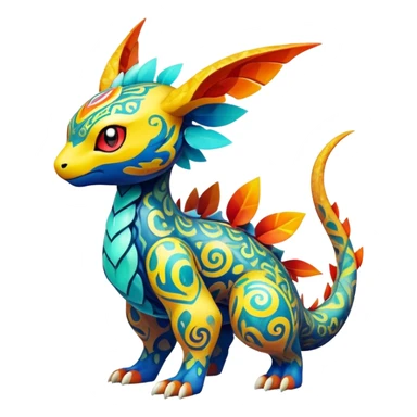 Elemental magical colorful exotic animesque Pokémon-Fakémon-creature, (full body) sticker