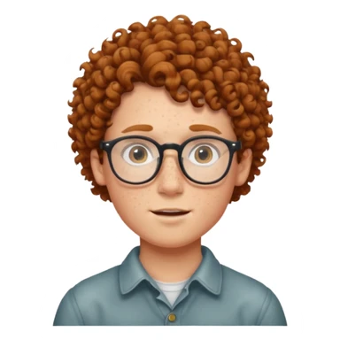freckled boy with curly hair with glasses sticker