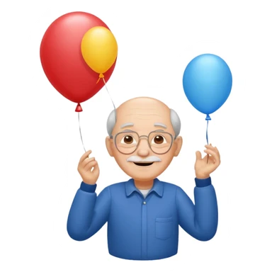 Grandpa floating with balloon sticker