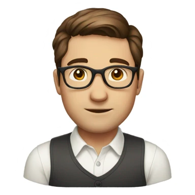 short straight brown hair, glasses late twenties man sticker