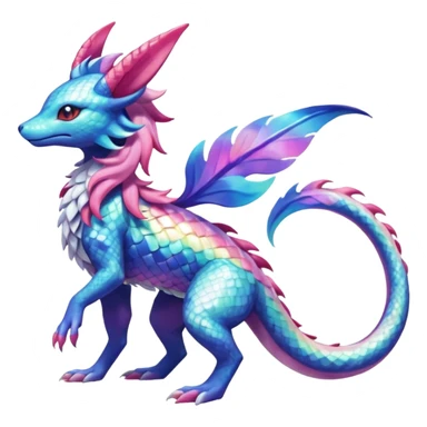 Rainbow Scaley Exotic Salandit-Aurorus-Sylveon-Suicune-Fakémon-hybrid-creature (full body) sticker