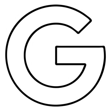 Google icon, outlined style, clean black lines, white background, recognizable G shape, modern and professional sticker