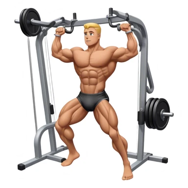 standing bodybuilder hip abduction cable machine exercise sticker