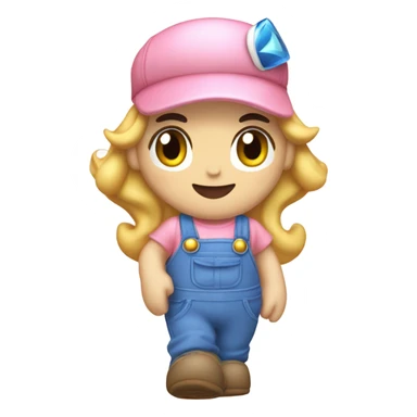 Princess peach in some overalls and crocs waving  sticker