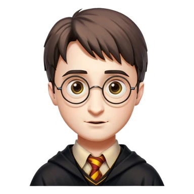 Cinematic Realistic Harry Potter Pop Culture Emoji, featuring a mystical, enchanted portrayal inspired by the iconic wizard rendered with lifelike magical details and dynamic lighting. sticker