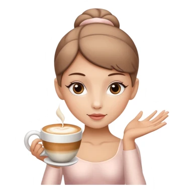 give me a ballerina with a cappuccino mug as her head sticker