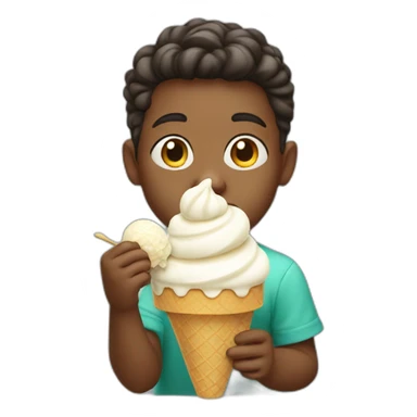 Kid eating white ice cream  sticker