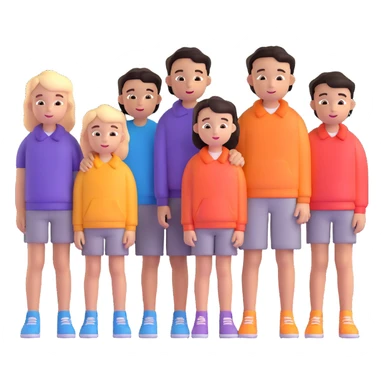 Seven boys and three girls standing together as a group sticker