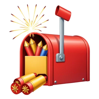 Mailbox with firecrackers inside sticker