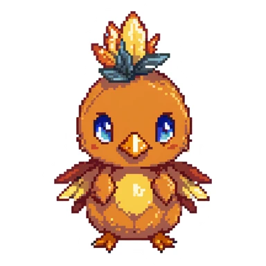 Torchic, the small orange fire-type chick Pokémon with yellow feathers on head and small beak sticker