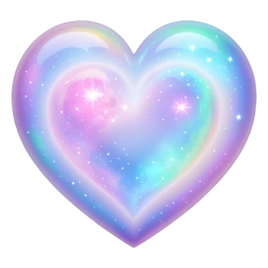 Pastel White iridescent nebula heart sticker