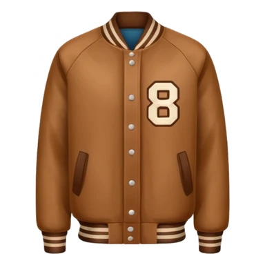 brown varsity jacket with 
left side : T 
right side : number <85> right side chest 


 sticker
