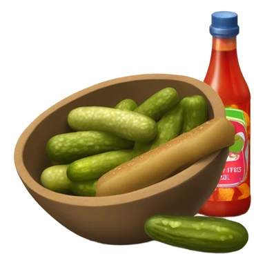 Pickles in a bowl or hot sauce sticker
