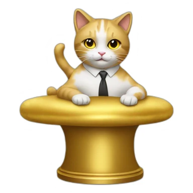 cat secretary sitting on top of the gold cloud sticker