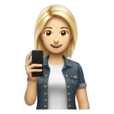 Rubia con celular motorola en la mano sticker