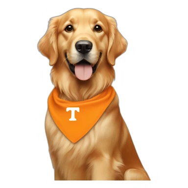 golden retriever wearing university Tennessee orange sticker