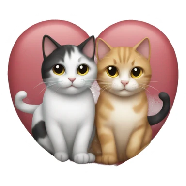 Two cats in form of a heart  sticker
