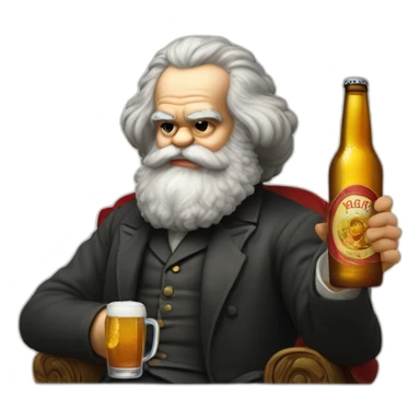 karl marx drinks beer and reads the book sticker