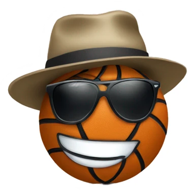 Basketball with sunglasses and a hat sticker