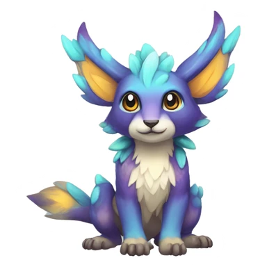 Cute cool colorful fantasy animal hybrid Fakemon full body sticker