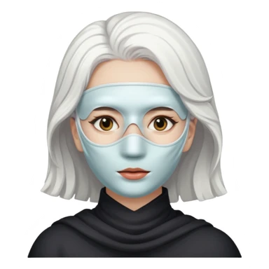 white haired woman with half white mask, mask covers left side sticker