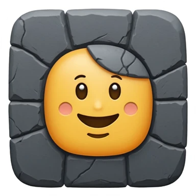 Emoji-style icon of a dark gray Roman sanpietrino cobblestone, minimal, rounded, cute, and readable at small size. sticker