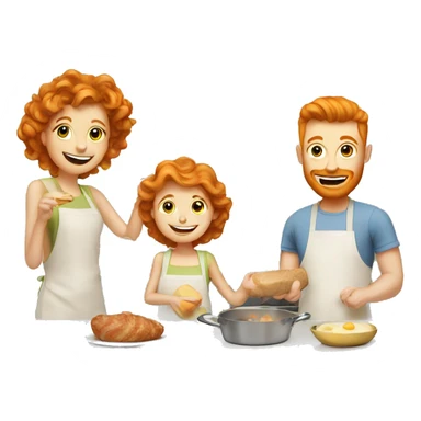 Ginger family preparing breakfast at kitchen  sticker