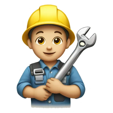 engineer baby holding wrench sticker