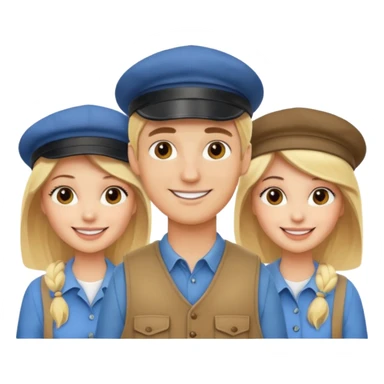 Two blonde women and a man with cap on  sticker