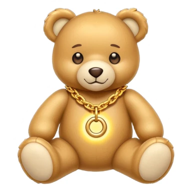 gold metal glow chain tedy bear sticker