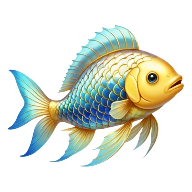Shimmering golden fish transforming into an omega-3 symbol as it swims toward a luminous brain. Radiant neural pathways extend from the brain, meeting the flowing golden energy from the fish. All elements emit a soft ethereal glow with subtle blue undertones. sticker
