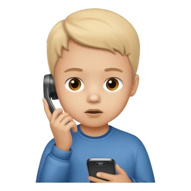 A child holds a phone in his hand, with cartoons on TV in the background sticker