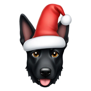 Black German Shepard Dog Santa hat sticker