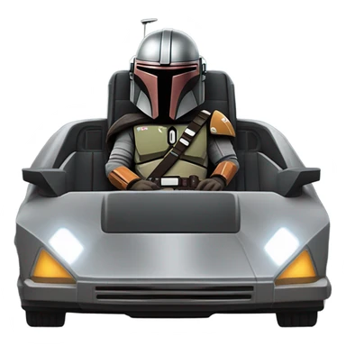 Mandalorian in a delorian  sticker