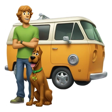 Scooby doo and shaggy with the mystery machine sticker