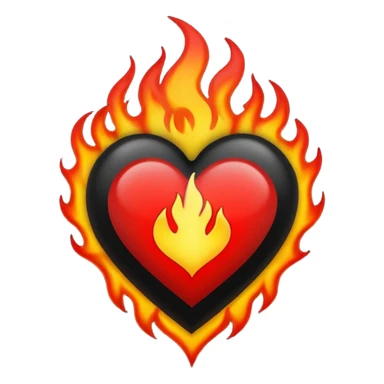 Black and red heart with flames tattoo style sticker