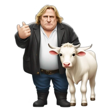 Depardieu avec une vache. Roh c’est bien  sticker