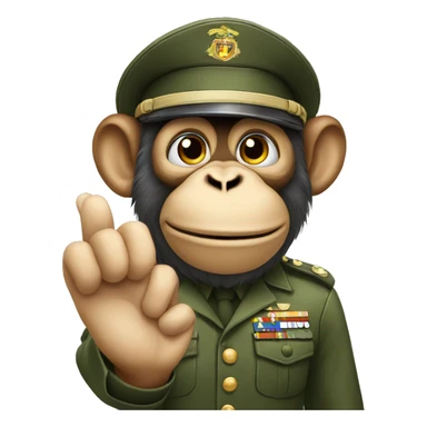 Monkey head giving military salute sticker